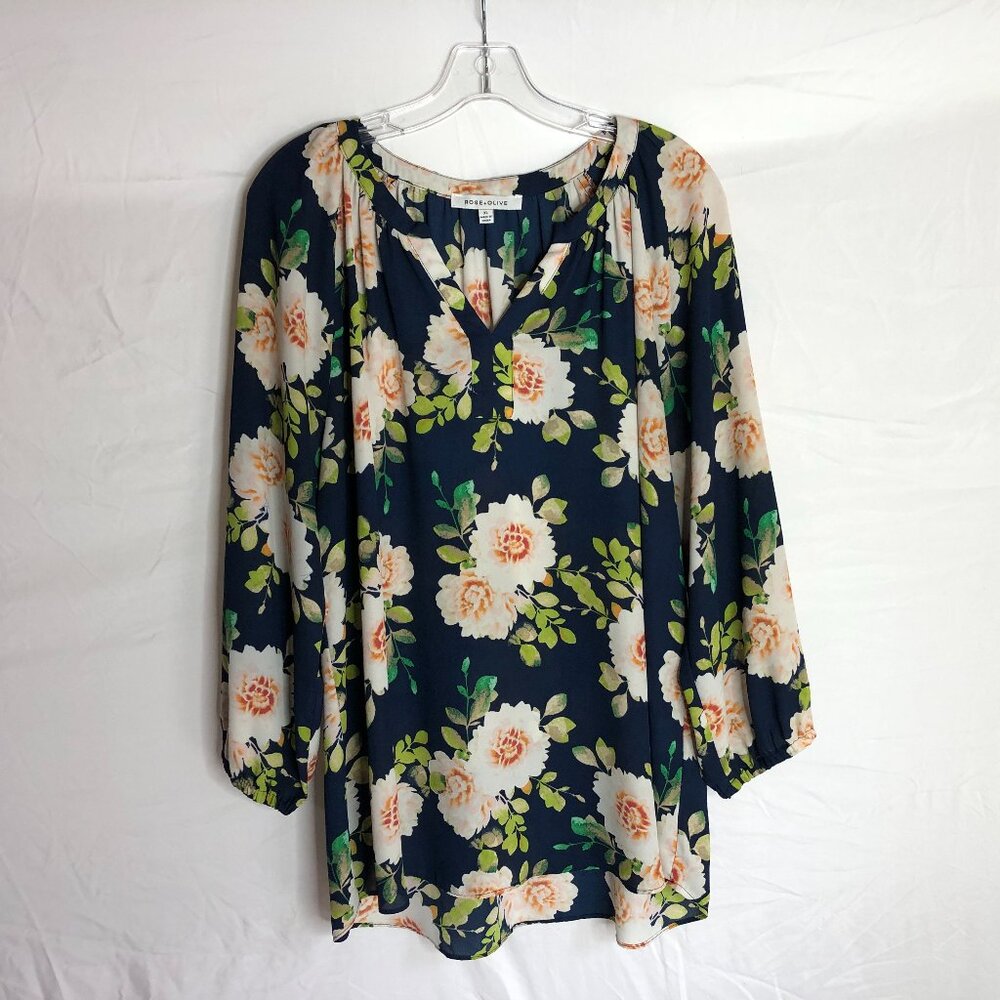 Rose + Olive Women's Size XL Floral Boho Blouse Top